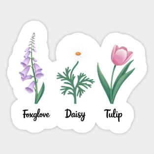 Subtle-Floral-Anti-Trump–Foxglov-Daisy-Tulip Sticker